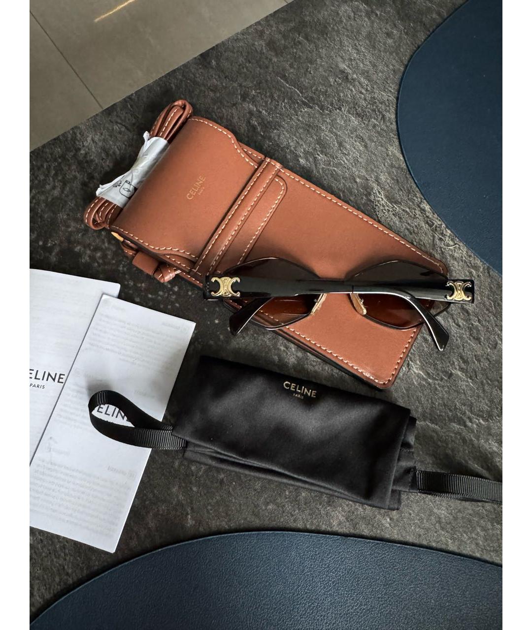 CELINE Черные металлические солнцезащитные очки, фото 3