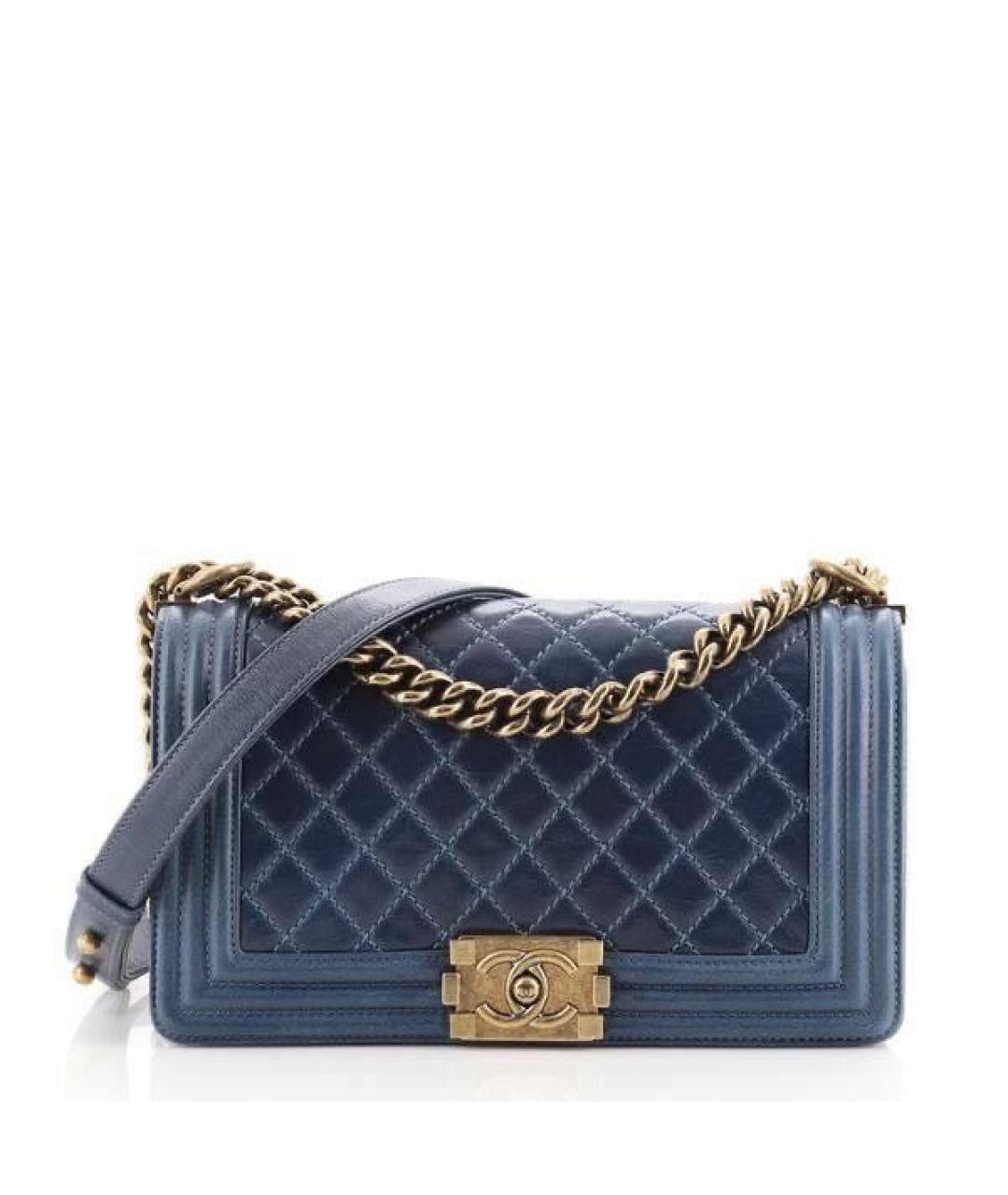 CHANEL Темно-синяя кожаная сумка через плечо, фото 1
