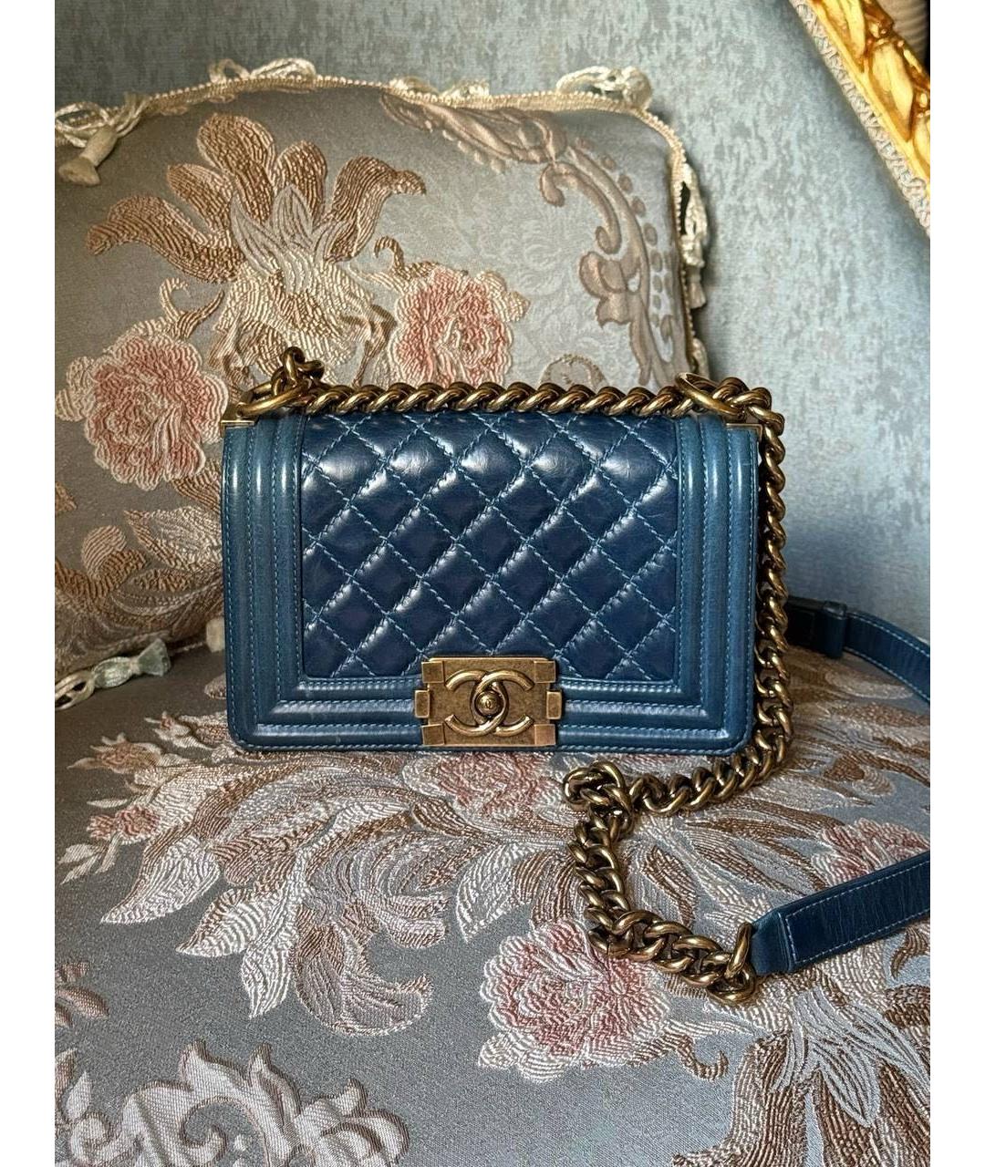 CHANEL Темно-синяя кожаная сумка через плечо, фото 2