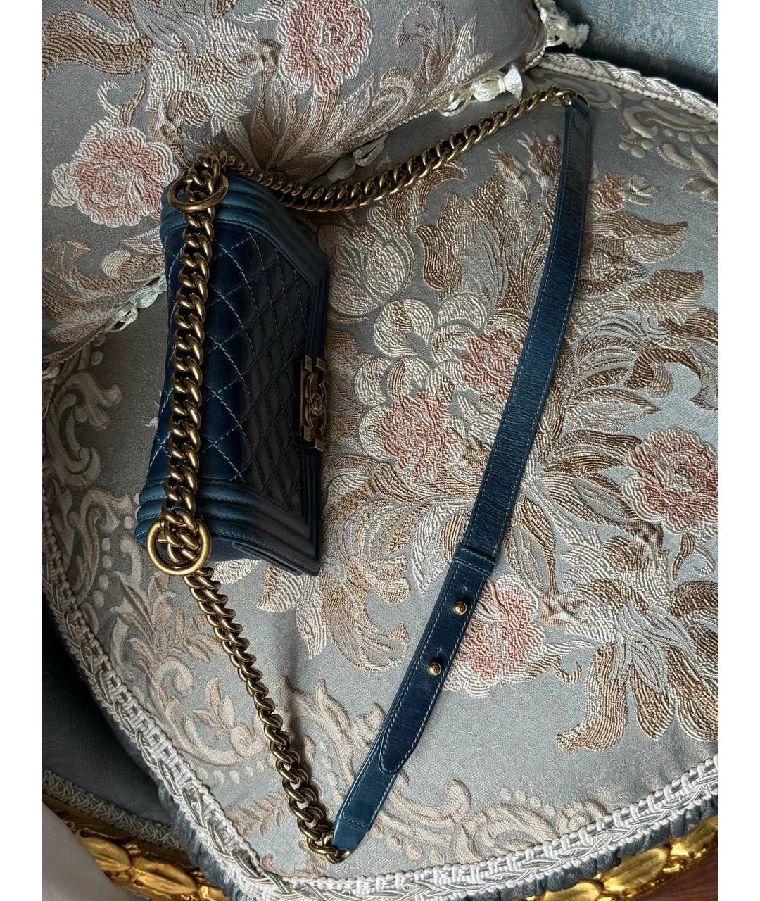 CHANEL Темно-синяя кожаная сумка через плечо, фото 4