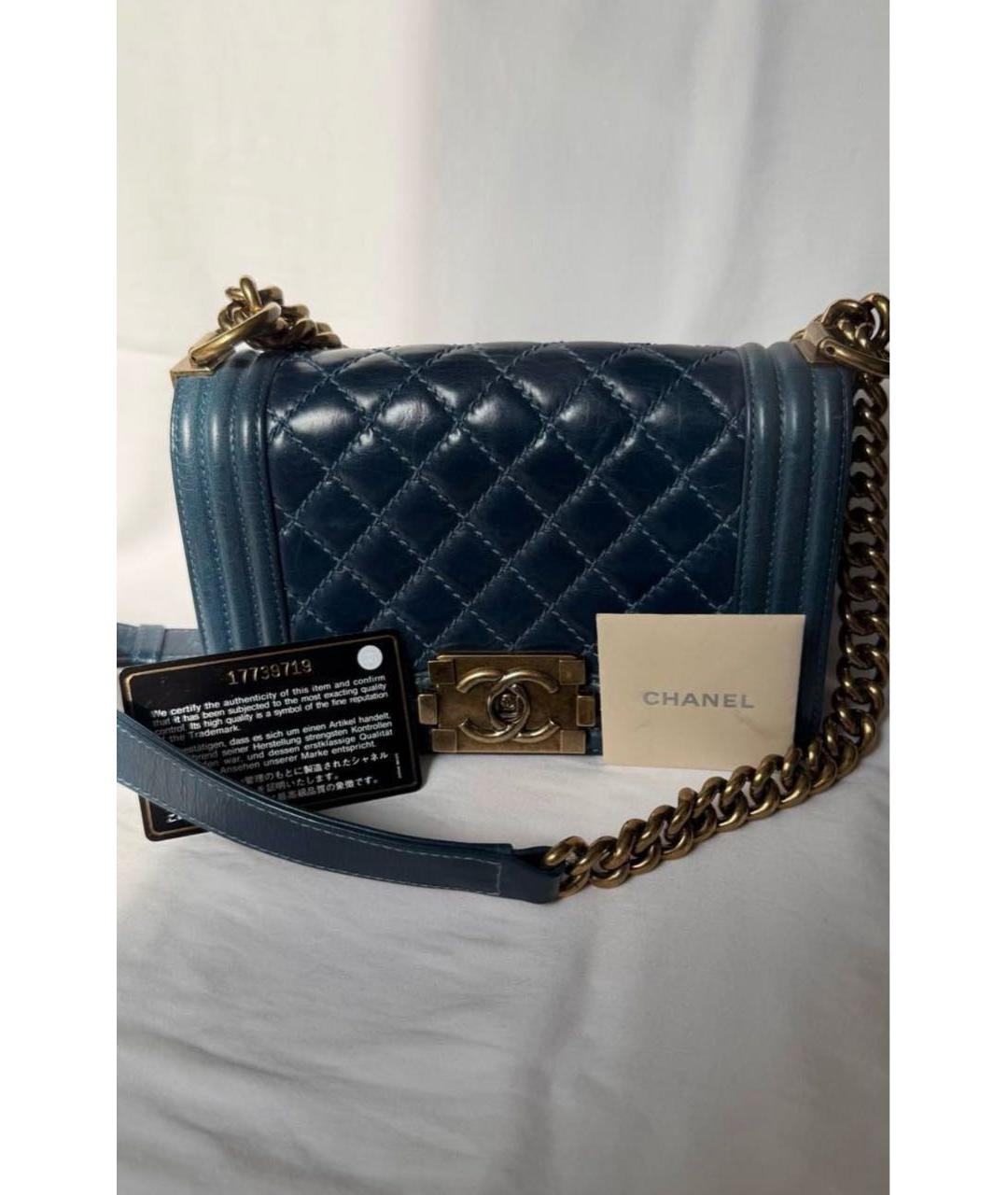 CHANEL Темно-синяя кожаная сумка через плечо, фото 2