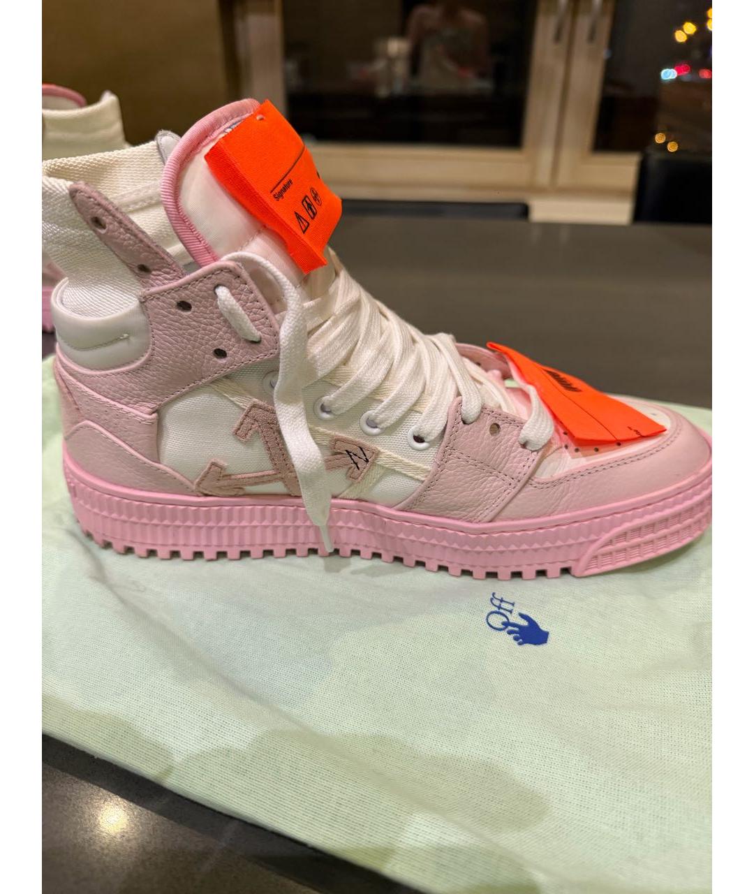OFF-WHITE Розовые кожаные кеды, фото 6
