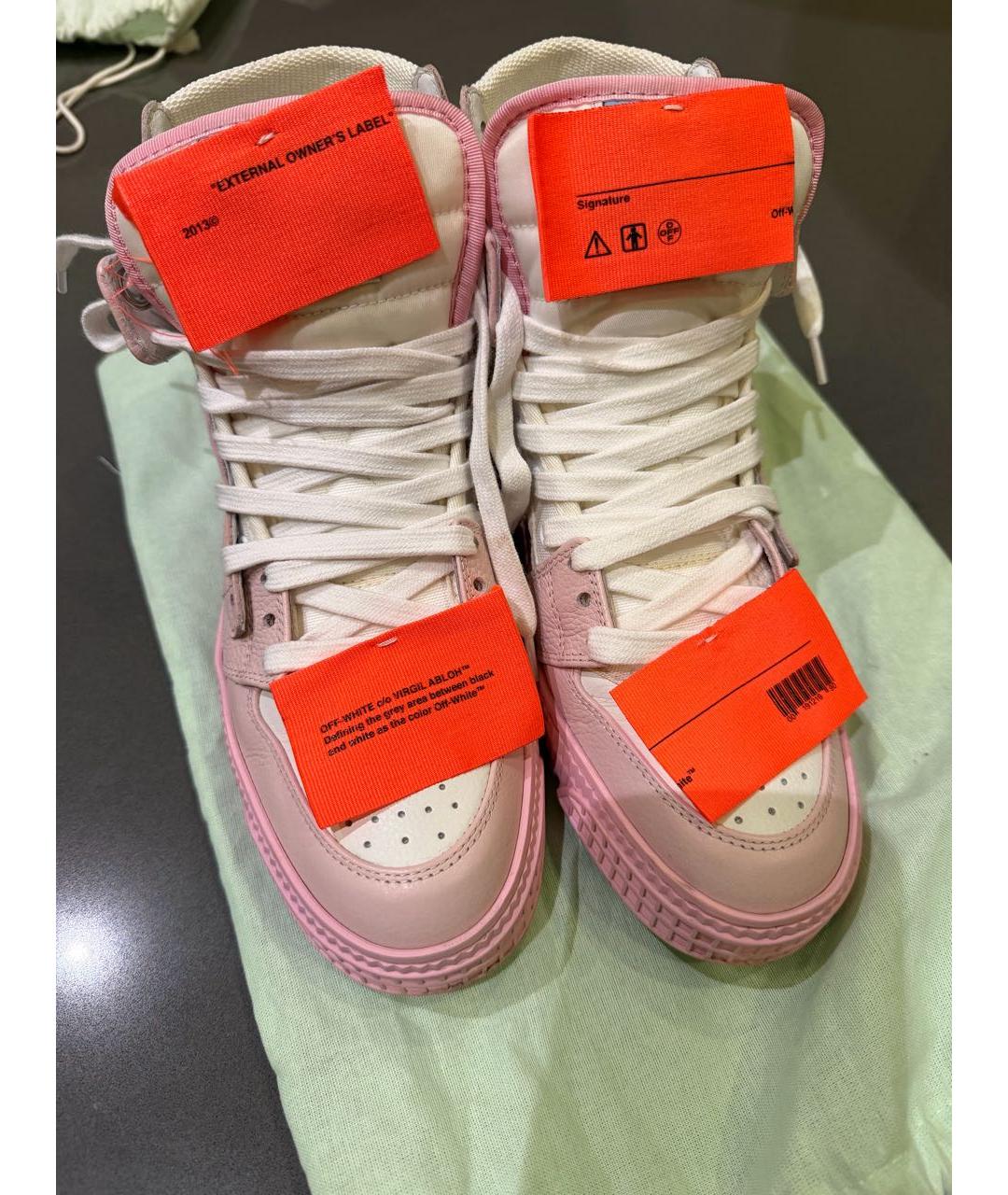 OFF-WHITE Розовые кожаные кеды, фото 2