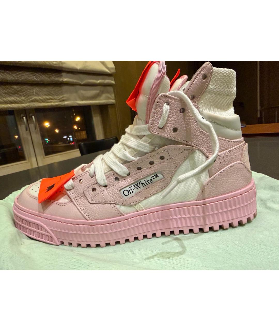 OFF-WHITE Розовые кожаные кеды, фото 8