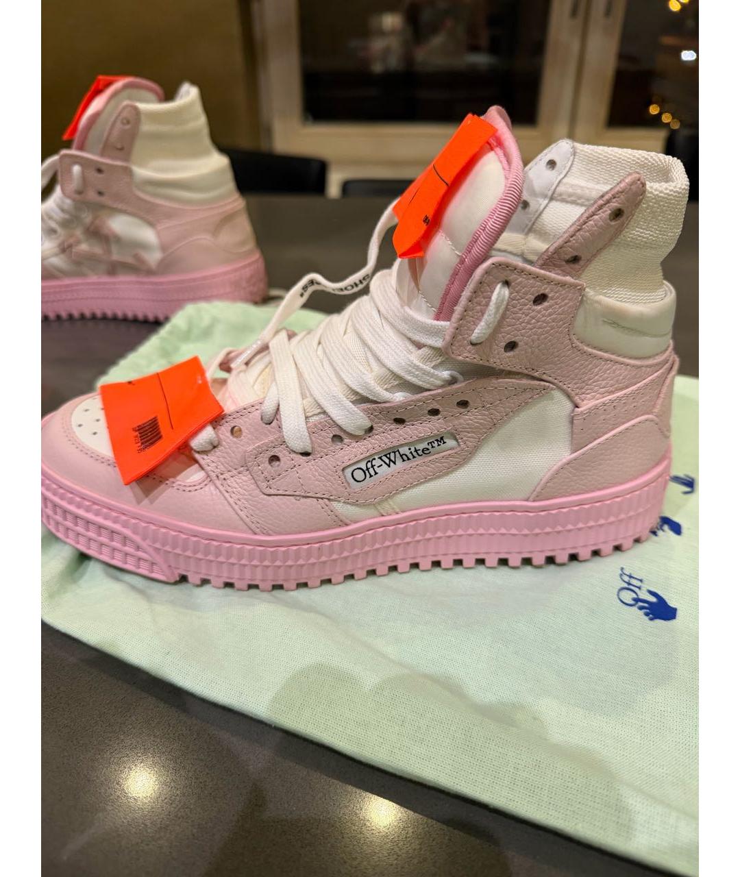 OFF-WHITE Розовые кожаные кеды, фото 7