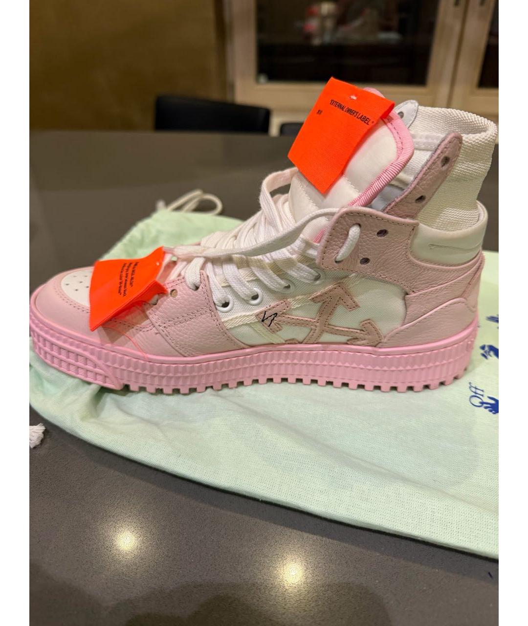 OFF-WHITE Розовые кожаные кеды, фото 5