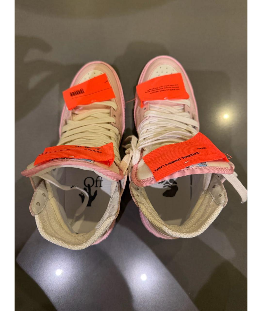 OFF-WHITE Розовые кожаные кеды, фото 3
