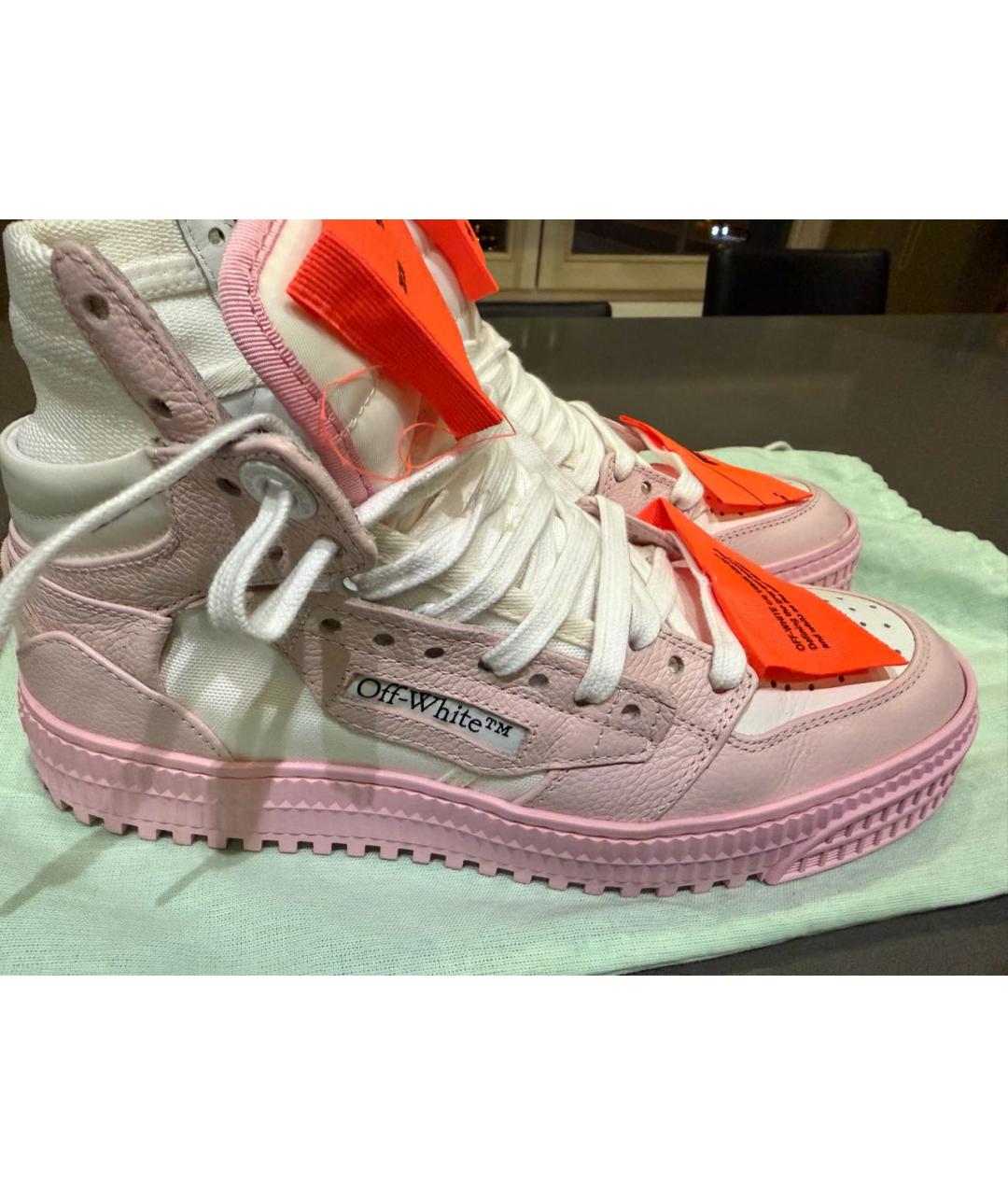 OFF-WHITE Розовые кожаные кеды, фото 4