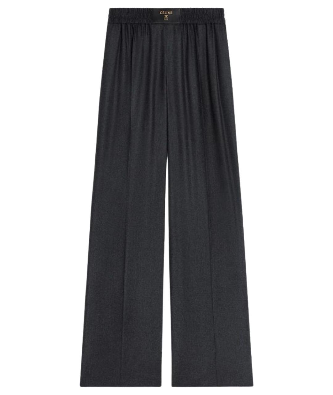 CELINE Черные кашемировые прямые брюки, фото 1