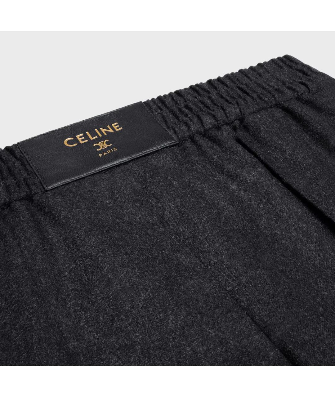 CELINE Черные кашемировые прямые брюки, фото 2