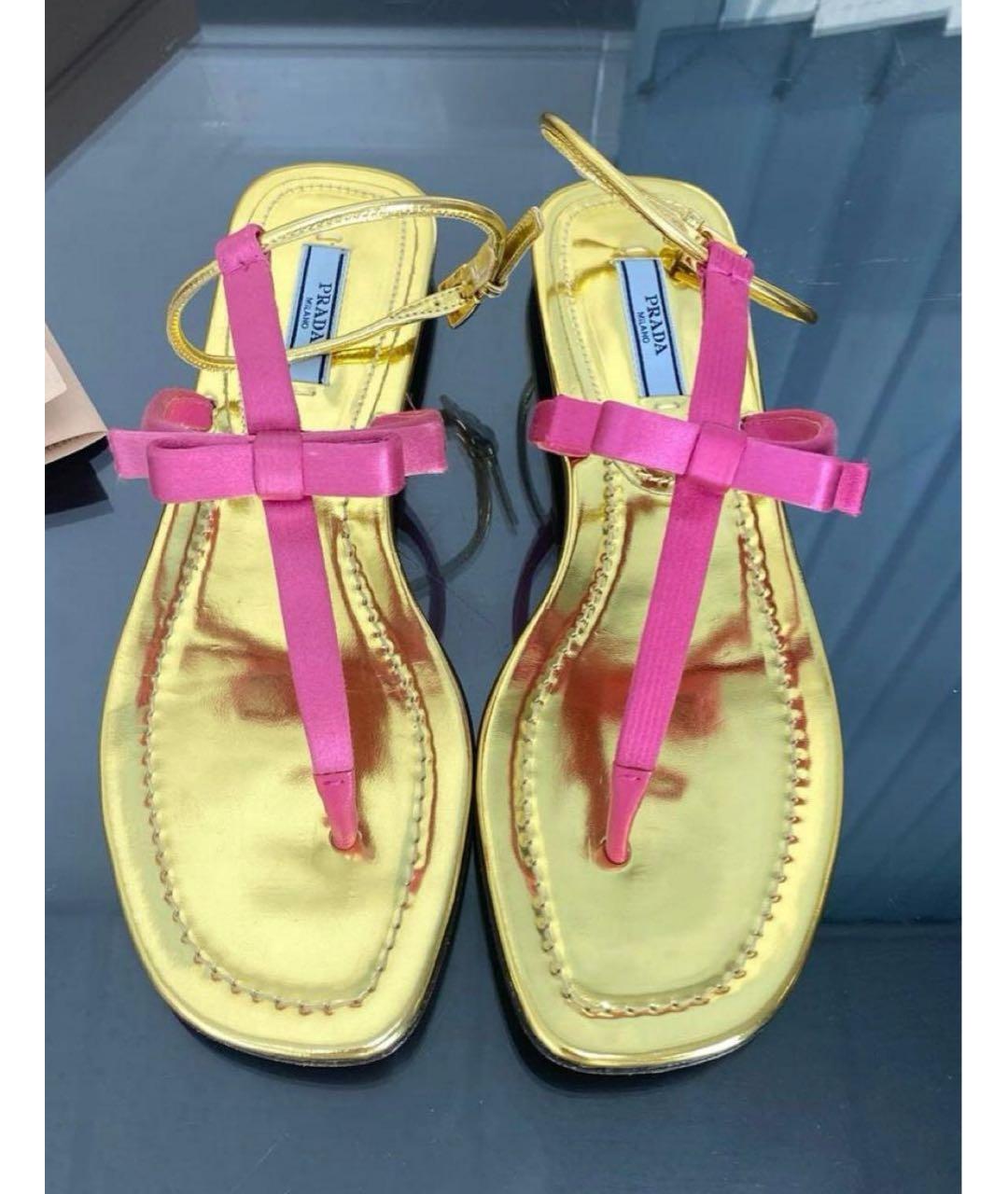 PRADA Золотые текстильные босоножки, фото 8