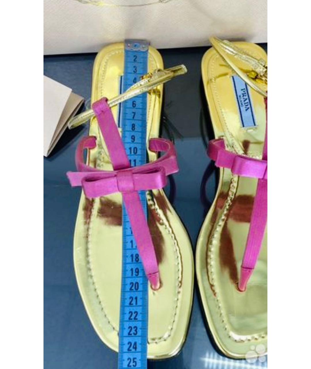PRADA Золотые текстильные босоножки, фото 6