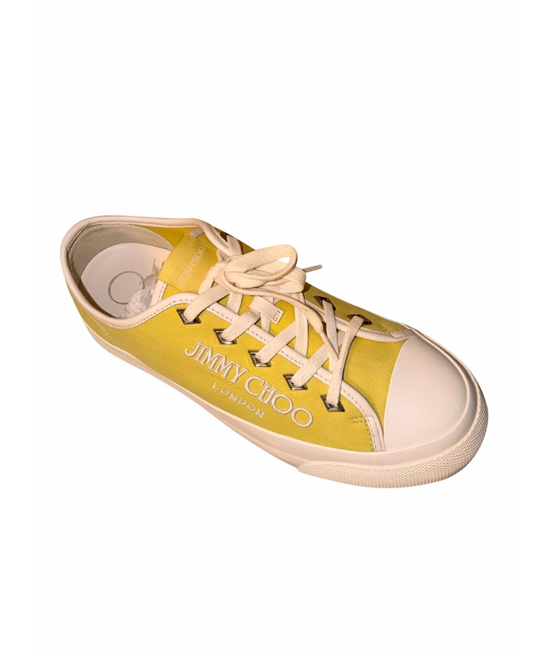 JIMMY CHOO Салатовые кожаные кеды, фото 1