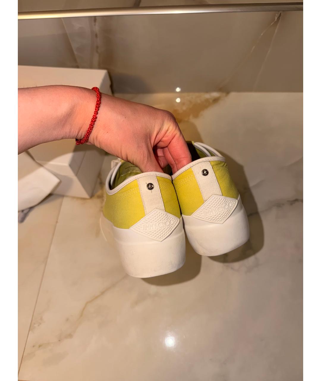 JIMMY CHOO Салатовые кожаные кеды, фото 4
