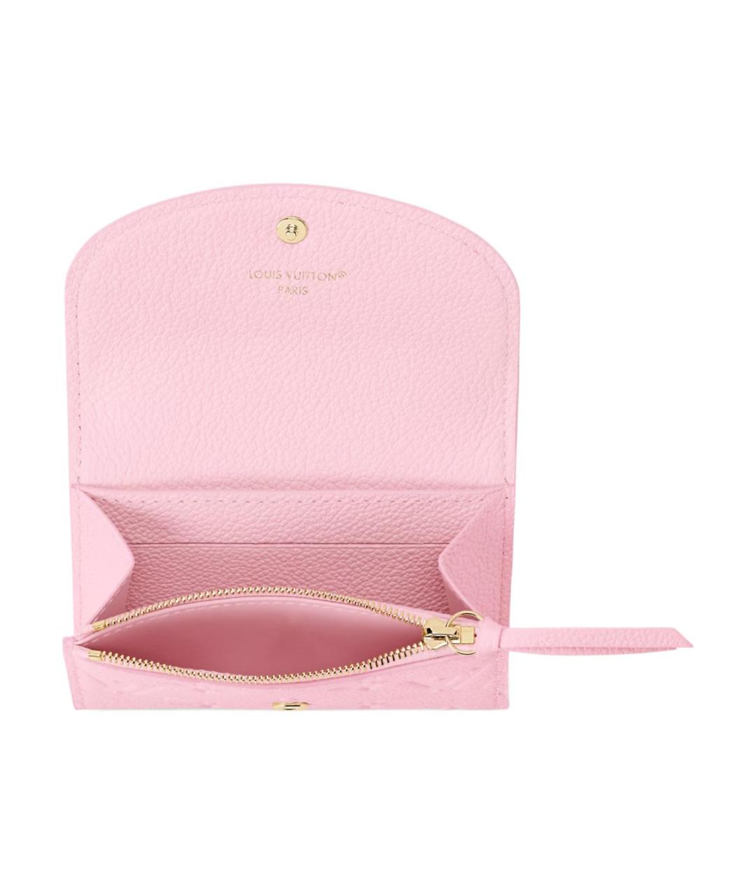 LOUIS VUITTON Розовый кожаный кошелек, фото 4
