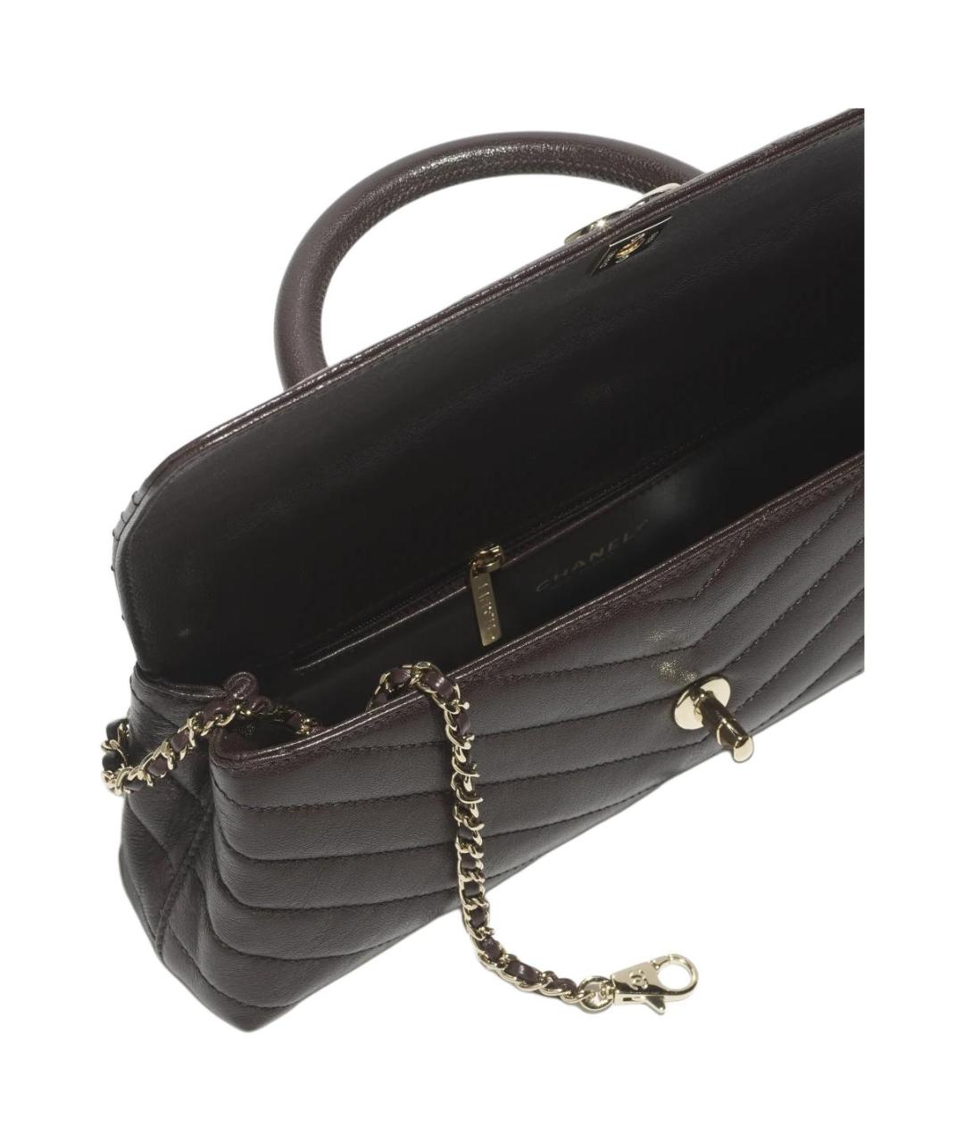 CHANEL Коричневая кожаная сумка через плечо, фото 4