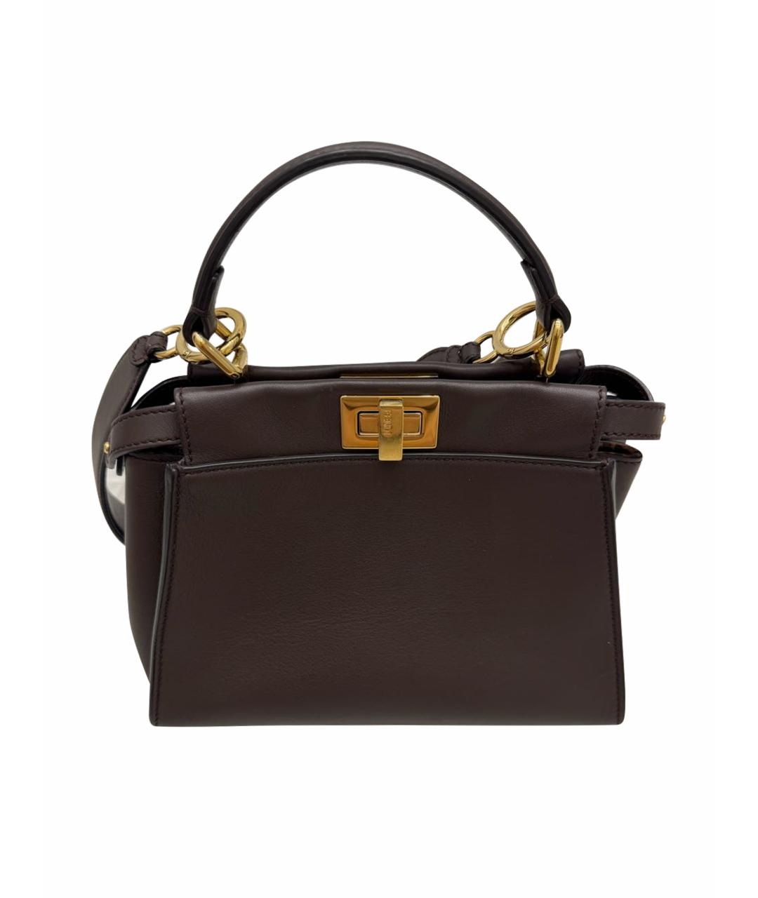 FENDI Коричневая кожаная сумка через плечо, фото 1