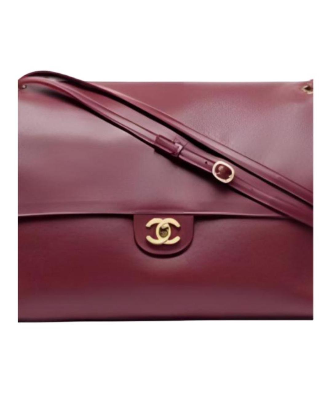 CHANEL Бордовая кожаная сумка через плечо, фото 2