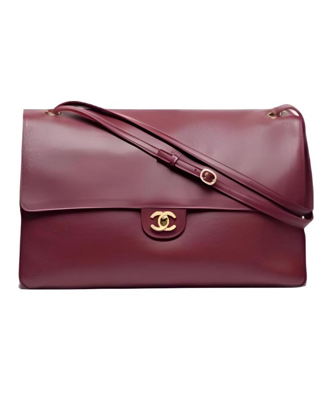 CHANEL Бордовая кожаная сумка через плечо, фото 1