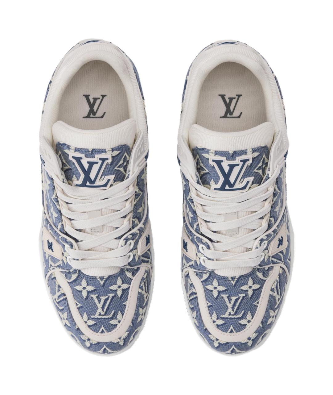 LOUIS VUITTON Синие кожаные кроссовки, фото 4