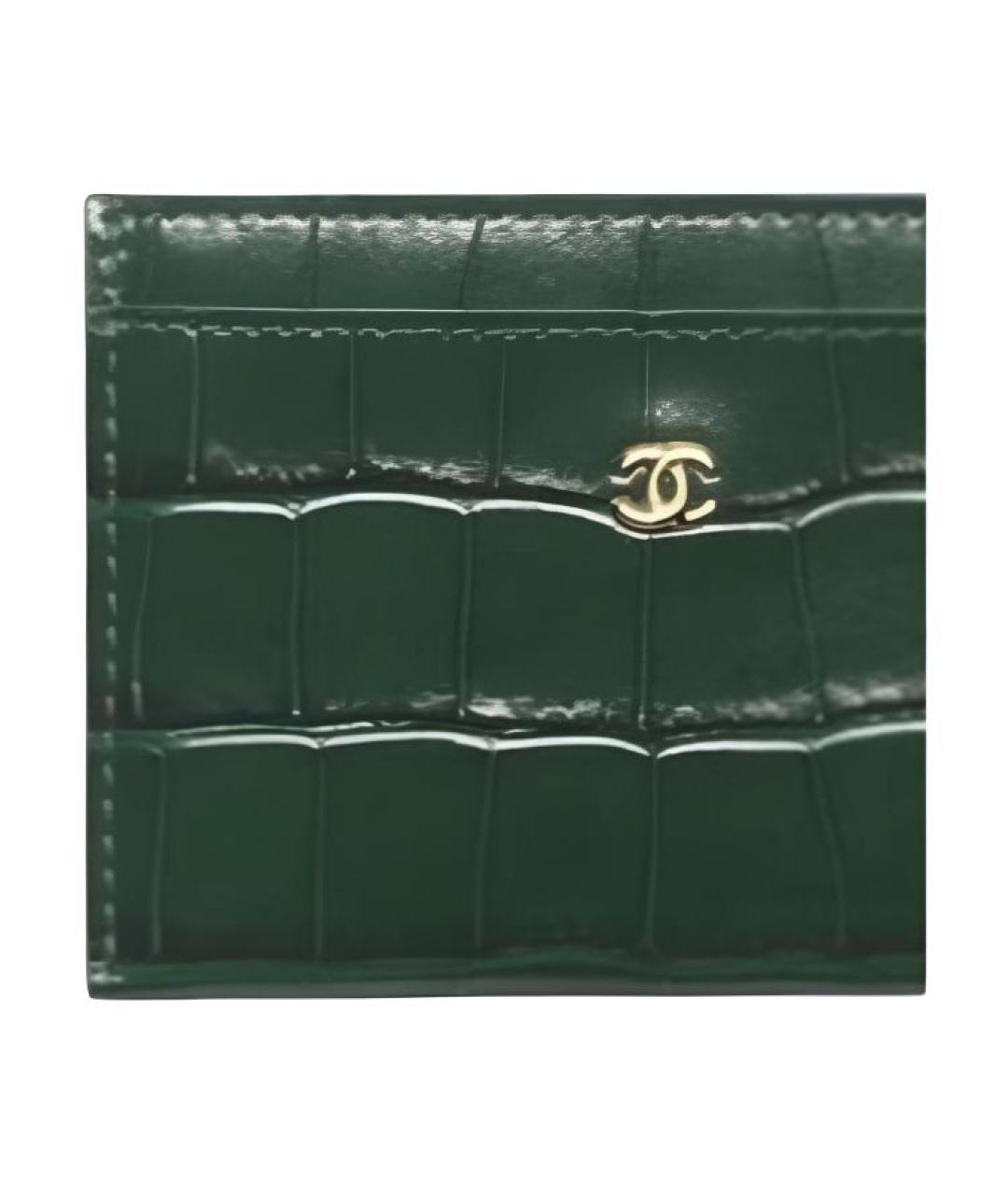 CHANEL Зеленый кожаный кардхолдер, фото 2