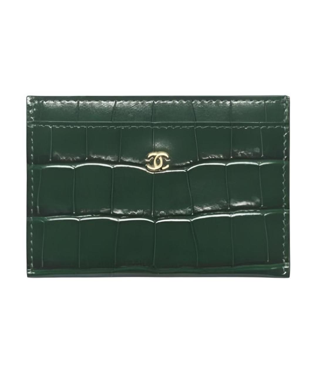 CHANEL Зеленый кожаный кардхолдер, фото 1