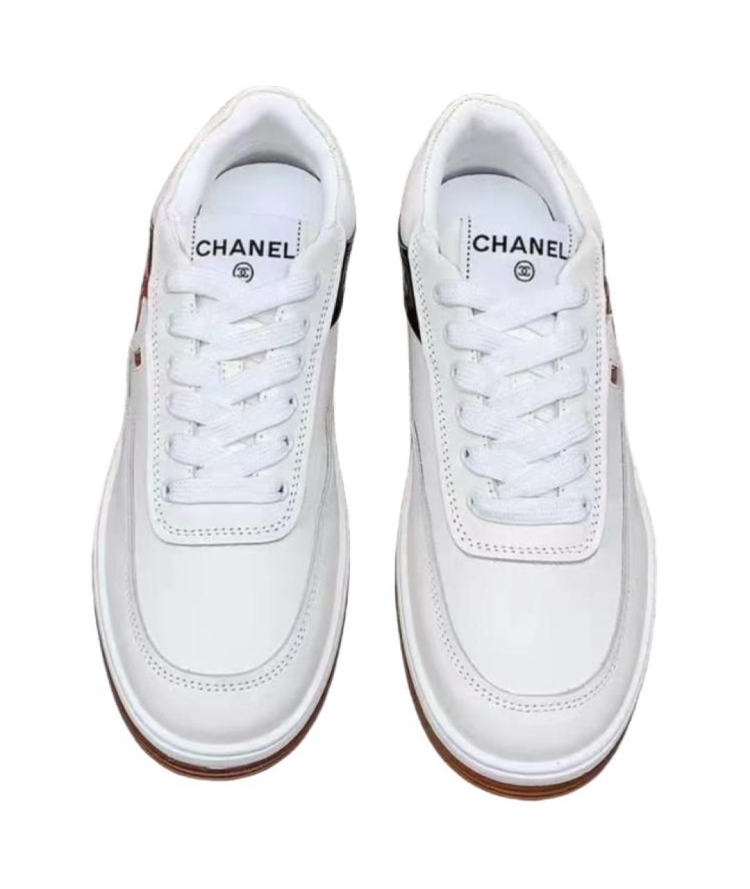 CHANEL Белые кожаные кроссовки, фото 3