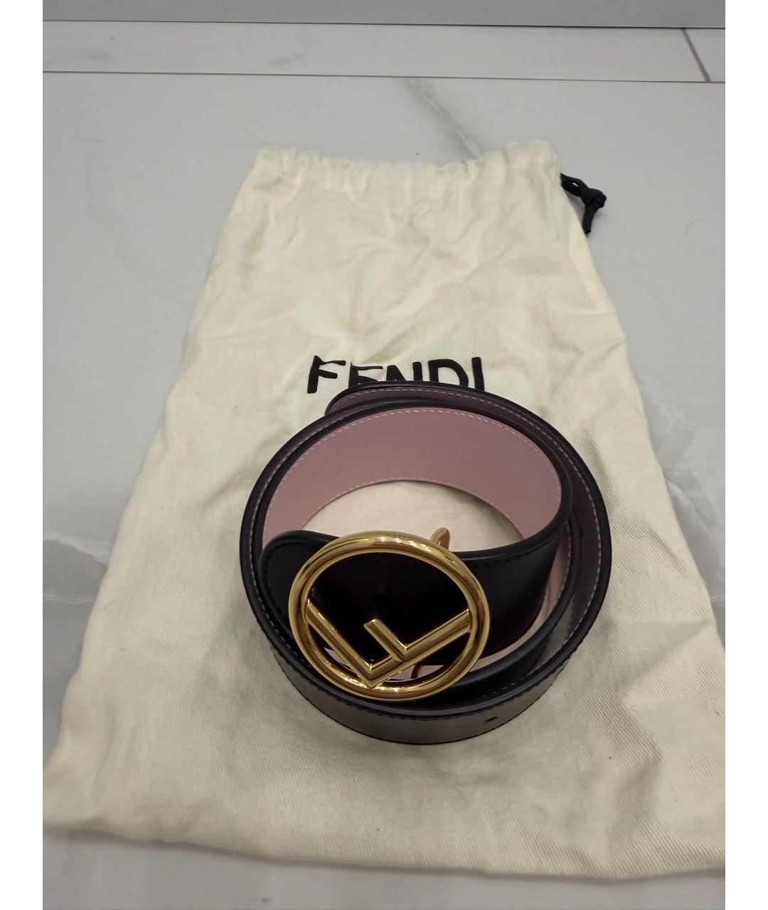 FENDI Черный кожаный ремень, фото 4
