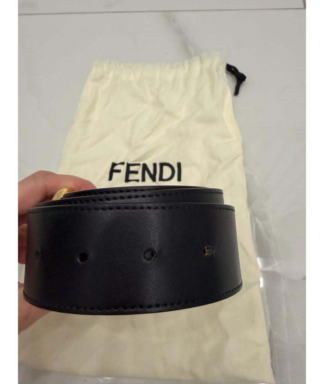 FENDI Черный кожаный ремень, фото 3