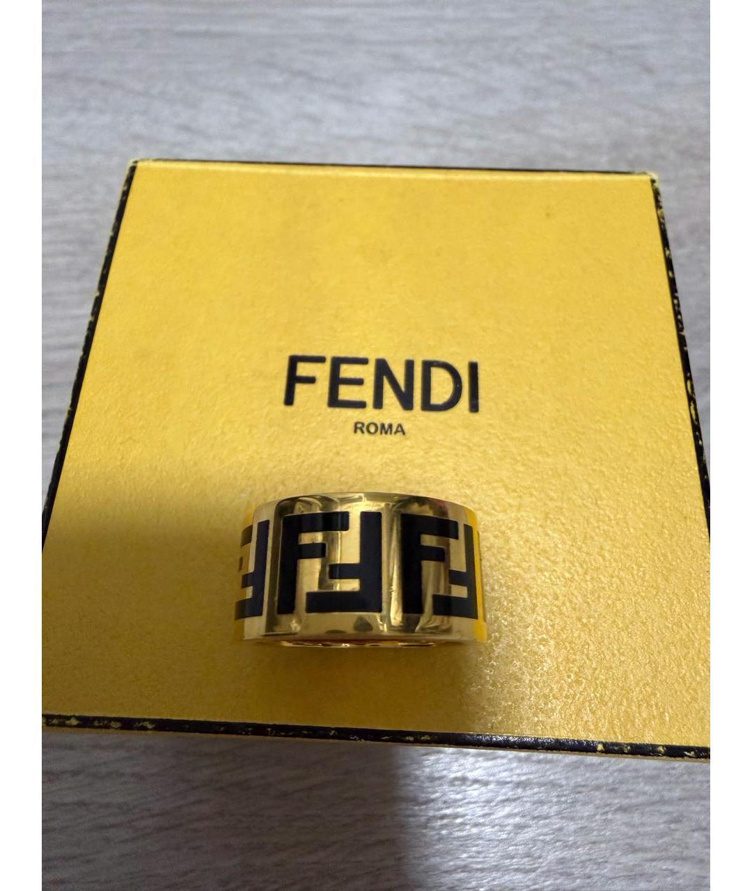 FENDI Золотое металлическое кольцо, фото 3