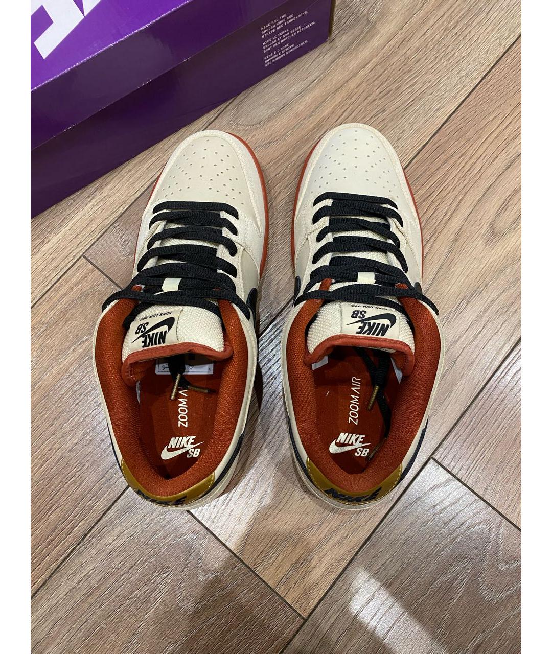 NIKE Бежевые кожаные низкие кроссовки / кеды, фото 6