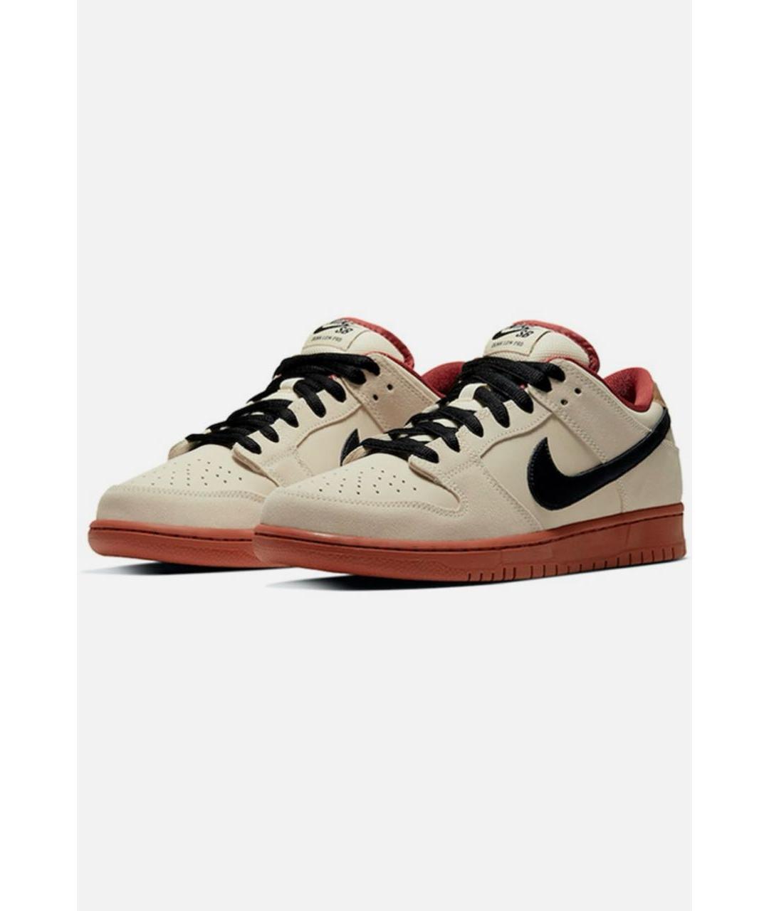 NIKE Бежевые кожаные низкие кроссовки / кеды, фото 2