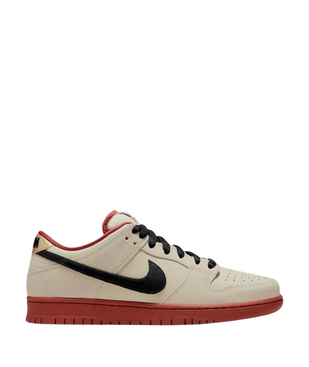 NIKE Бежевые кожаные низкие кроссовки / кеды, фото 1