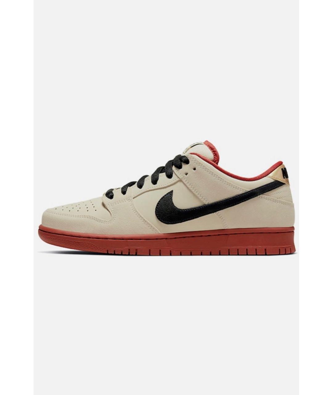 NIKE Бежевые кожаные низкие кроссовки / кеды, фото 8