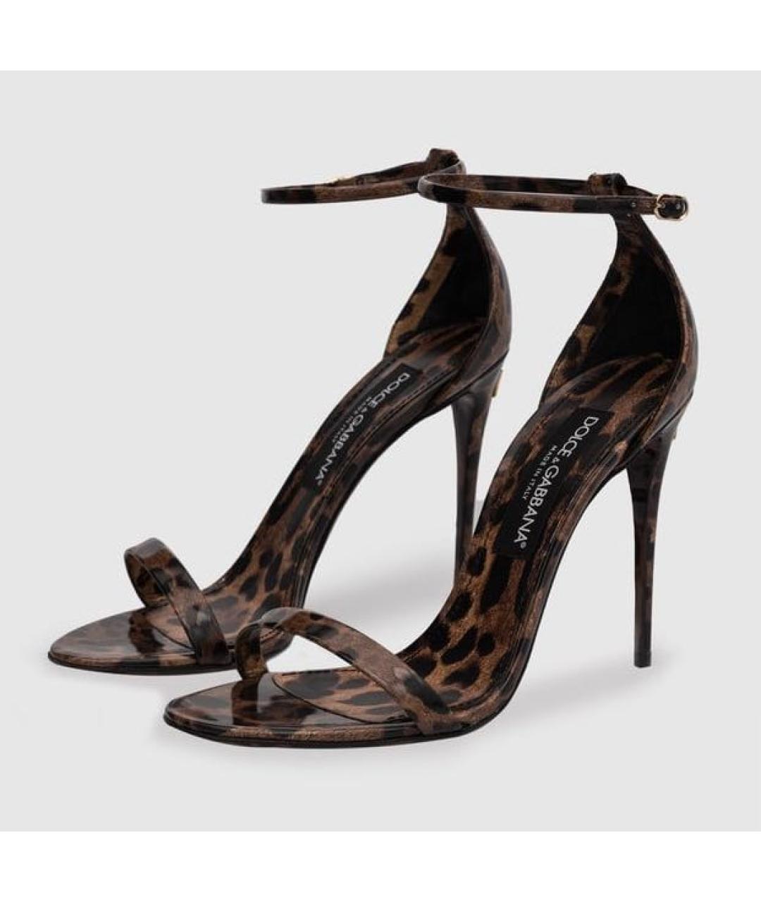DOLCE&GABBANA Коралловые босоножки из лакированной кожи, фото 2