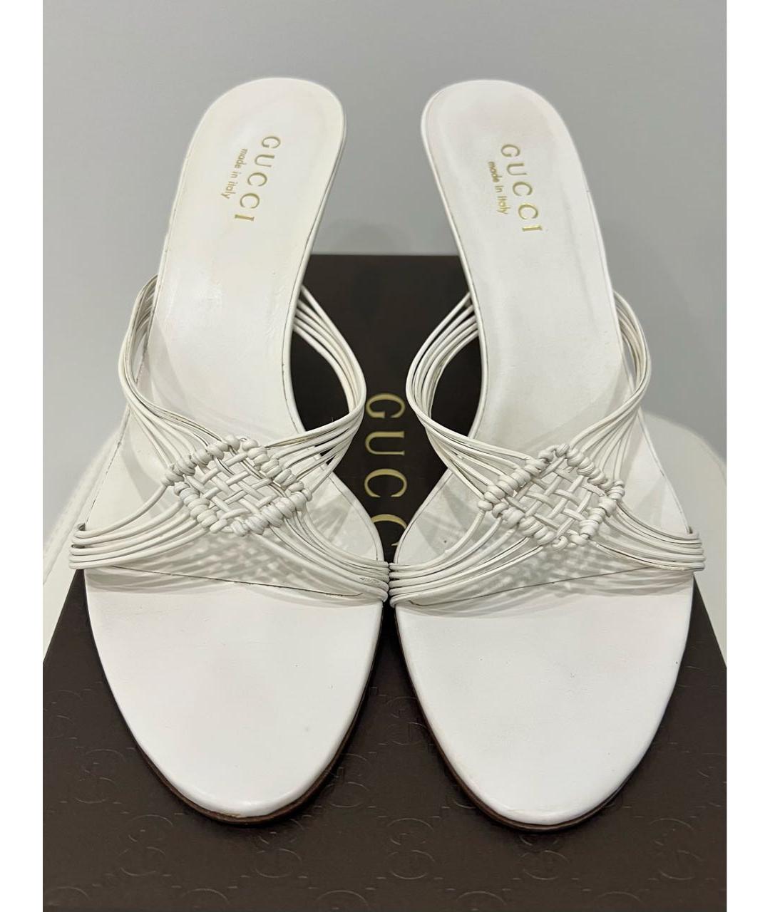 GUCCI Белые кожаные мюли, фото 3