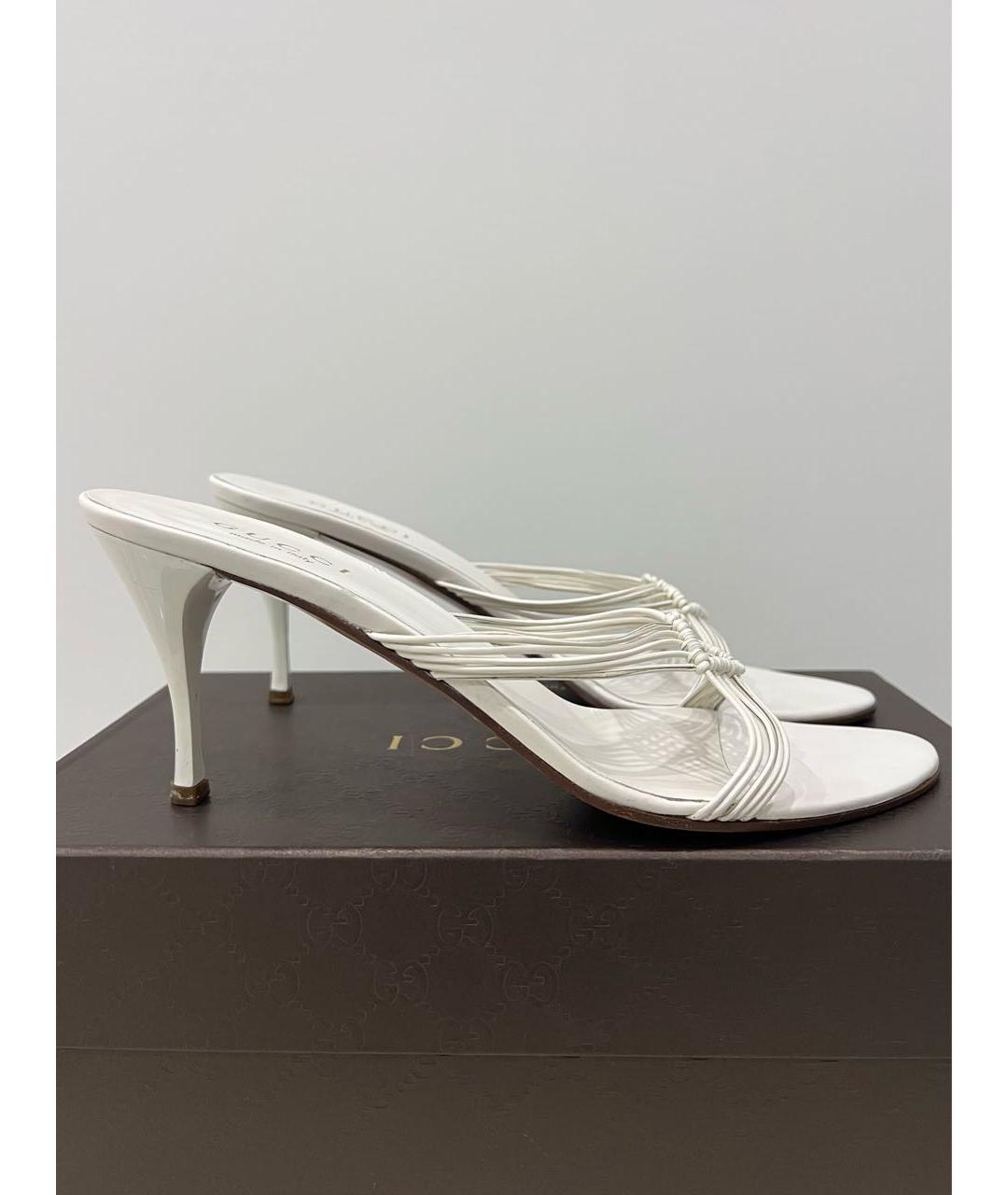 GUCCI Белые кожаные мюли, фото 2
