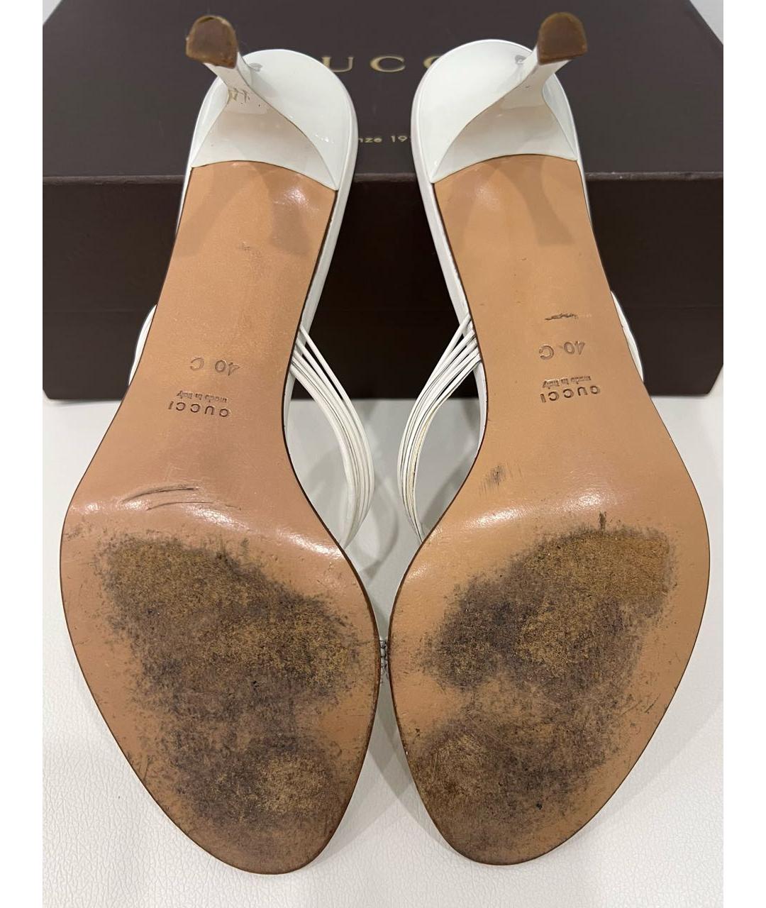 GUCCI Белые кожаные мюли, фото 6