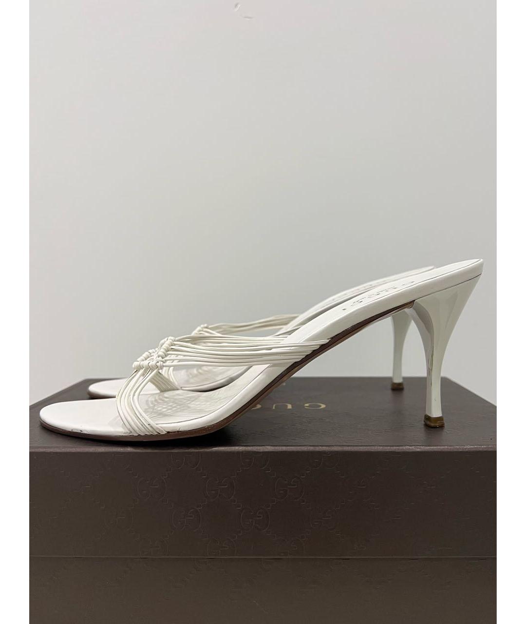 GUCCI Белые кожаные мюли, фото 4