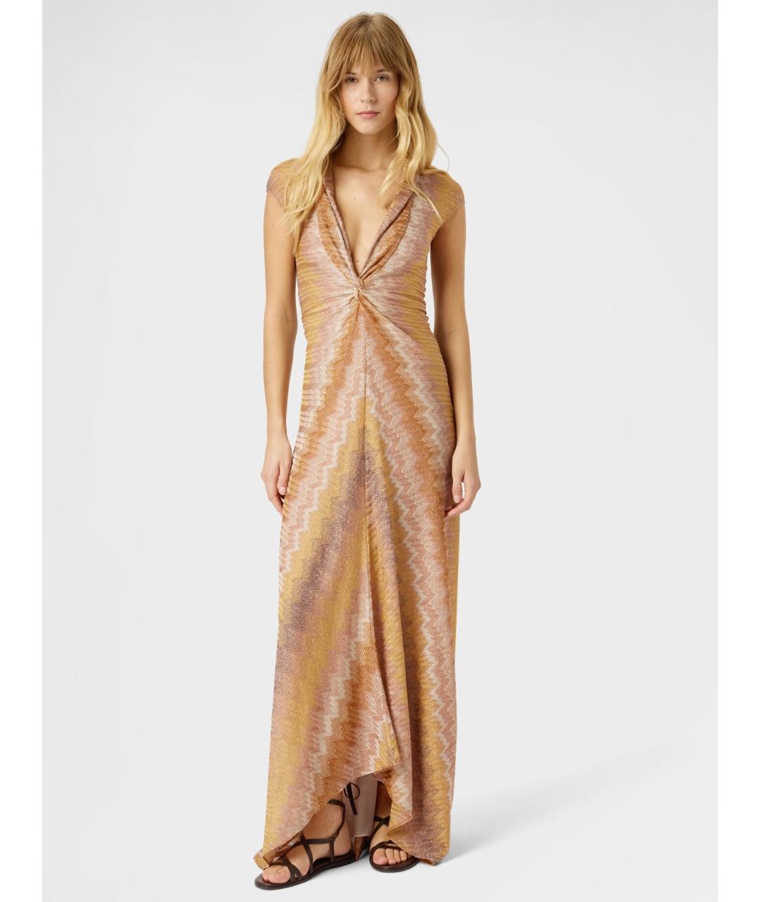 MISSONI Бежевое вискозное коктейльное платье, фото 2