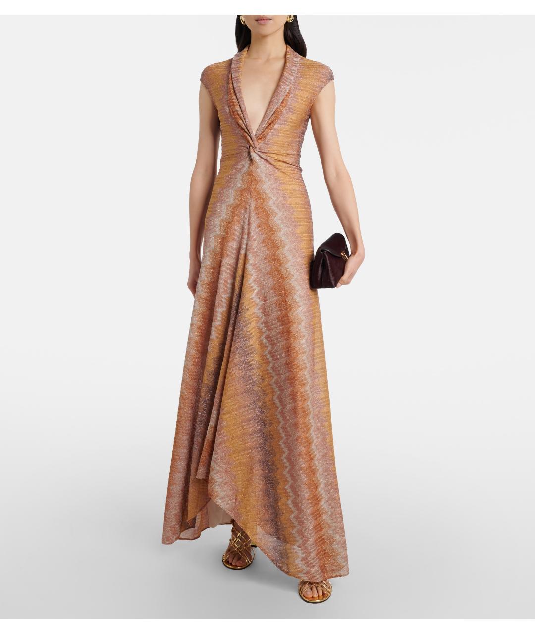 MISSONI Бежевое вискозное коктейльное платье, фото 4