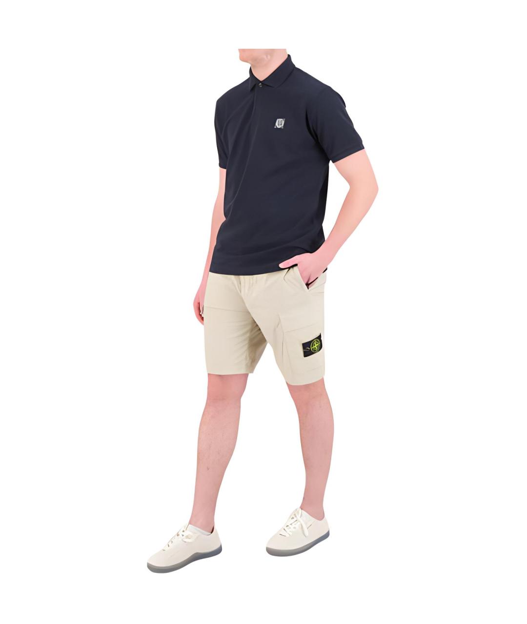 STONE ISLAND Темно-синее поло с коротким рукавом, фото 3