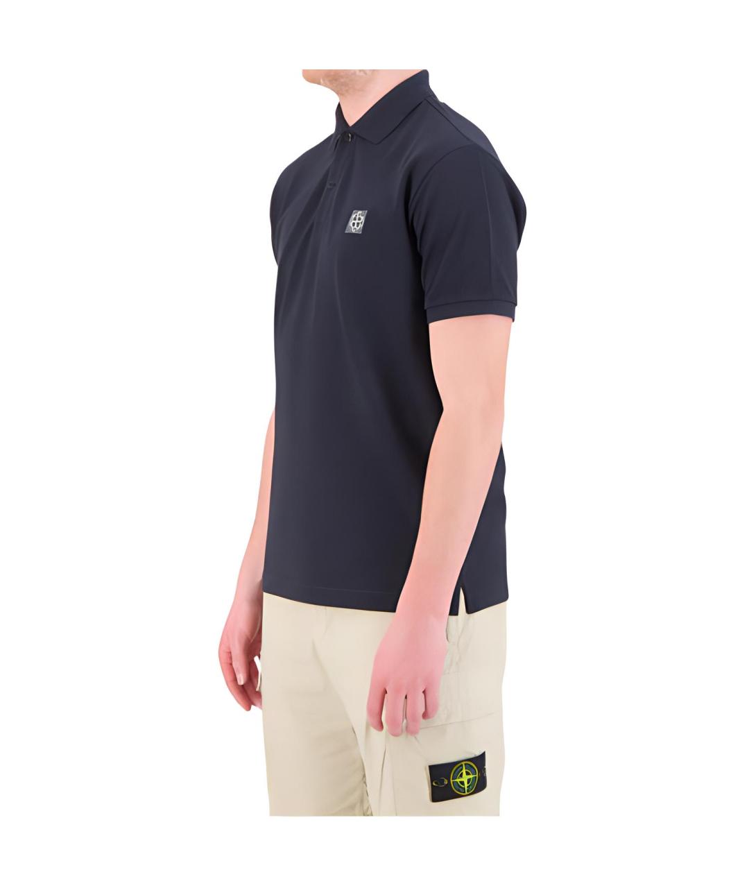 STONE ISLAND Темно-синее поло с коротким рукавом, фото 4