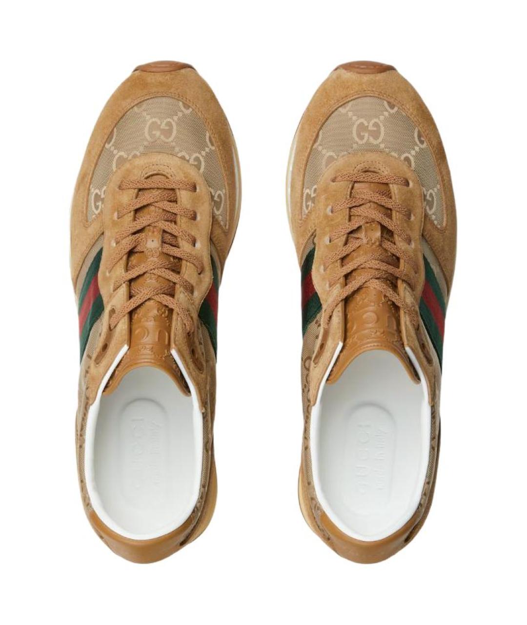 GUCCI Коричневые замшевые низкие кроссовки / кеды, фото 4