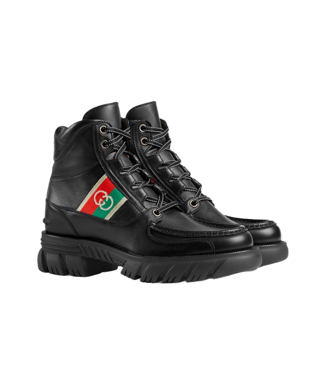 GUCCI Черные кожаные низкие ботинки, фото 3