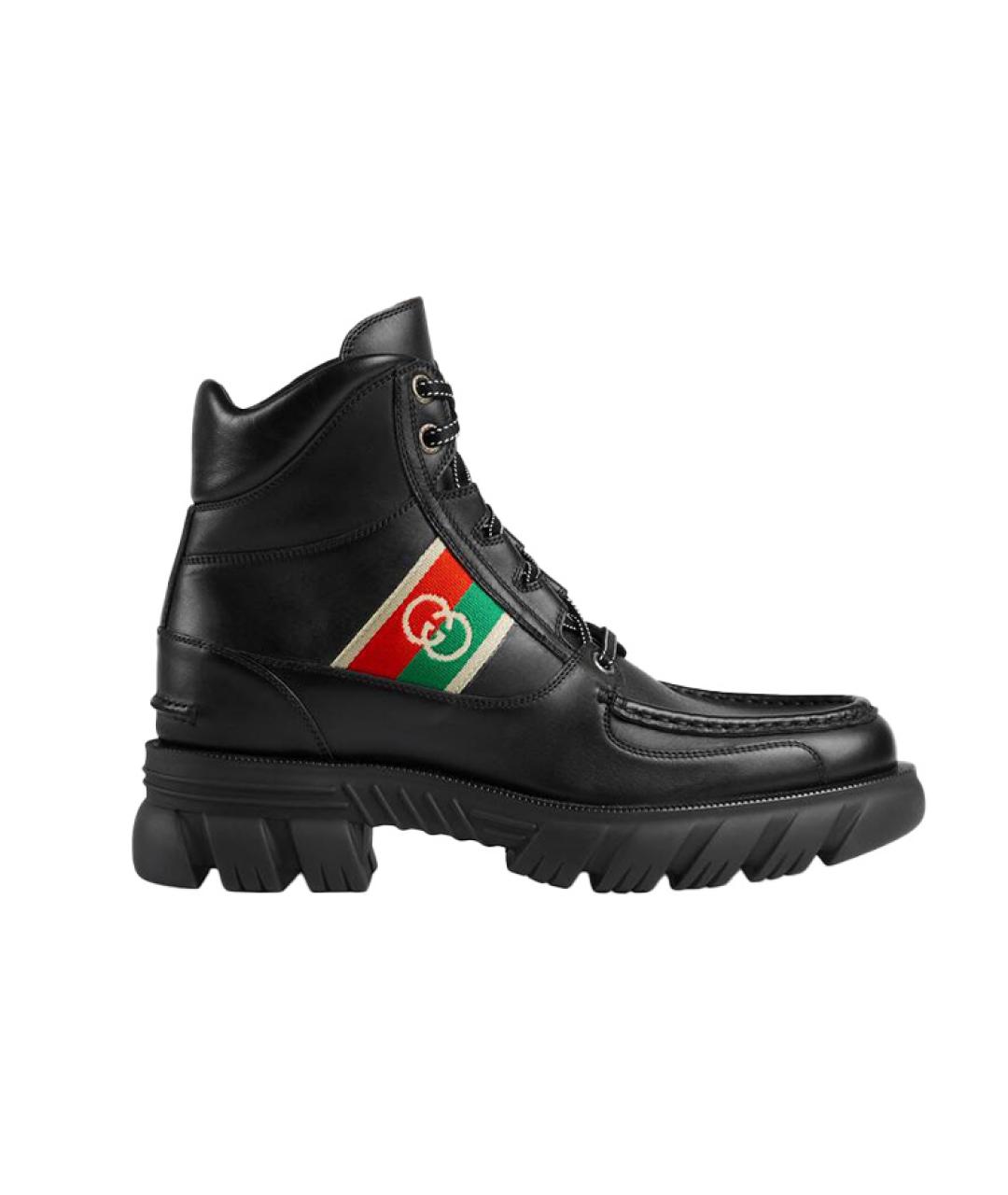 GUCCI Черные кожаные низкие ботинки, фото 1