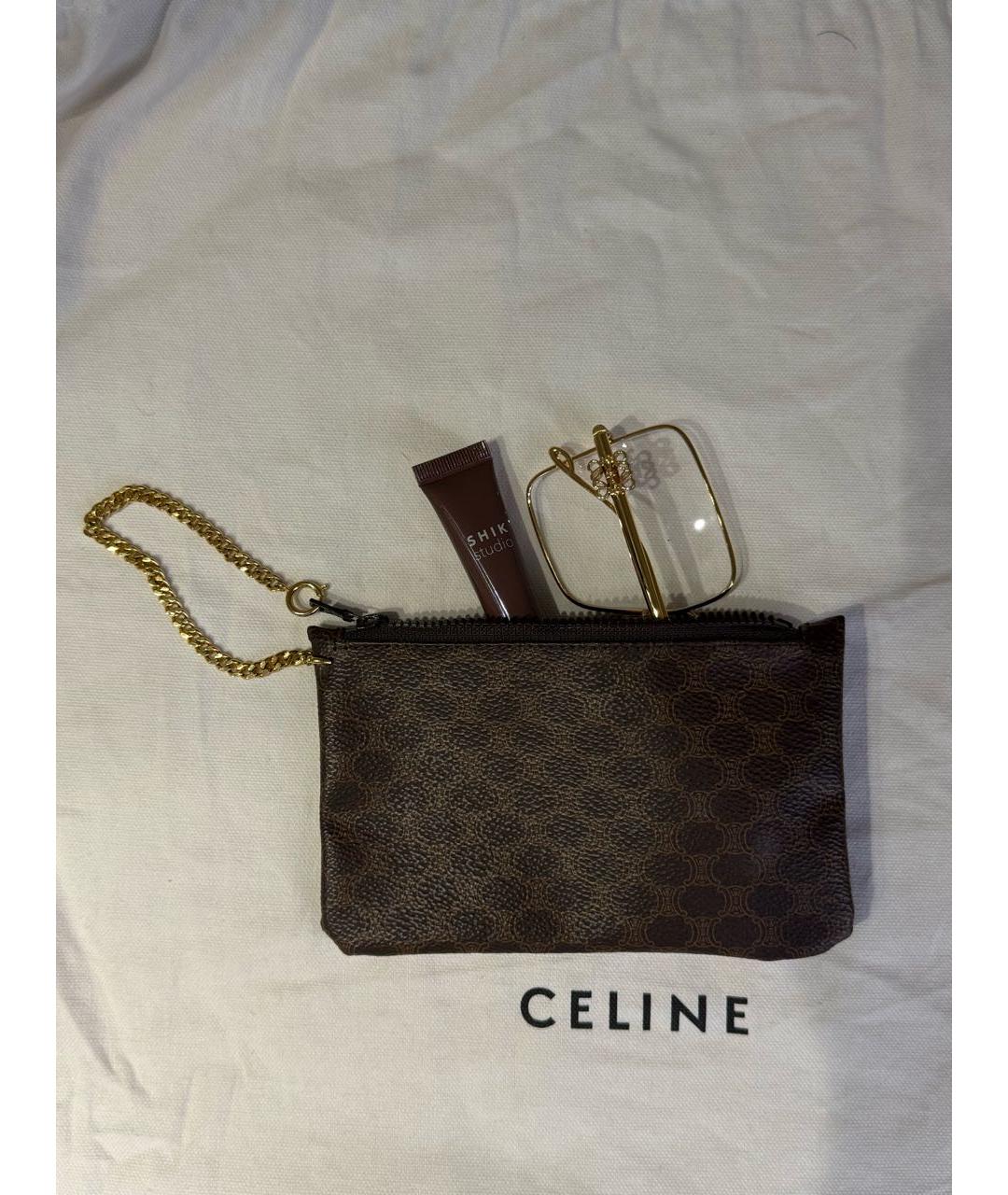 CELINE Коричневая кожаная сумка через плечо, фото 5