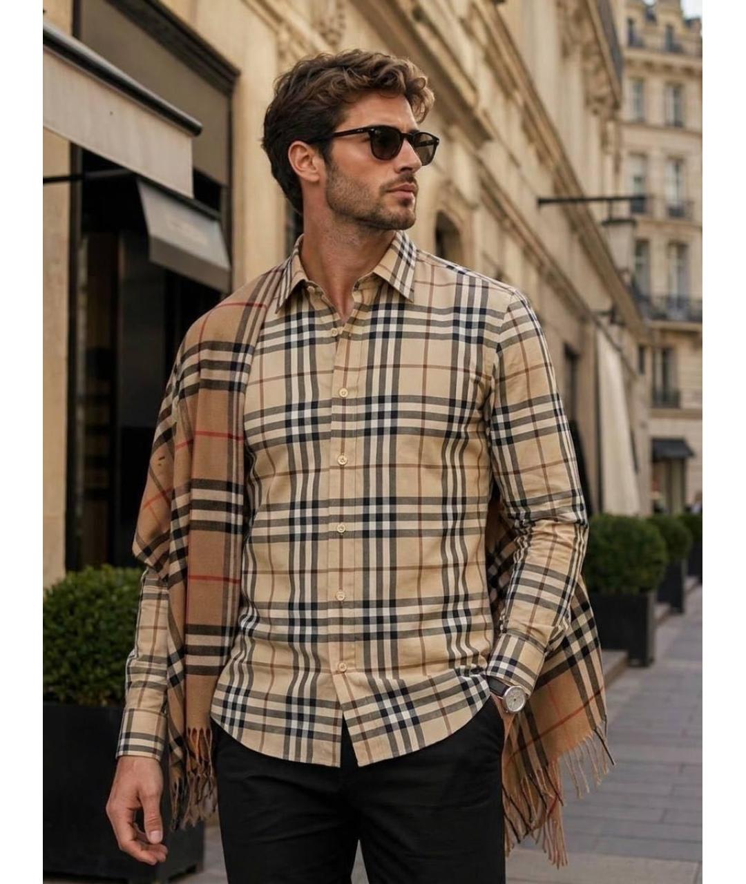 BURBERRY Бежевая хлопковая кэжуал рубашка, фото 8