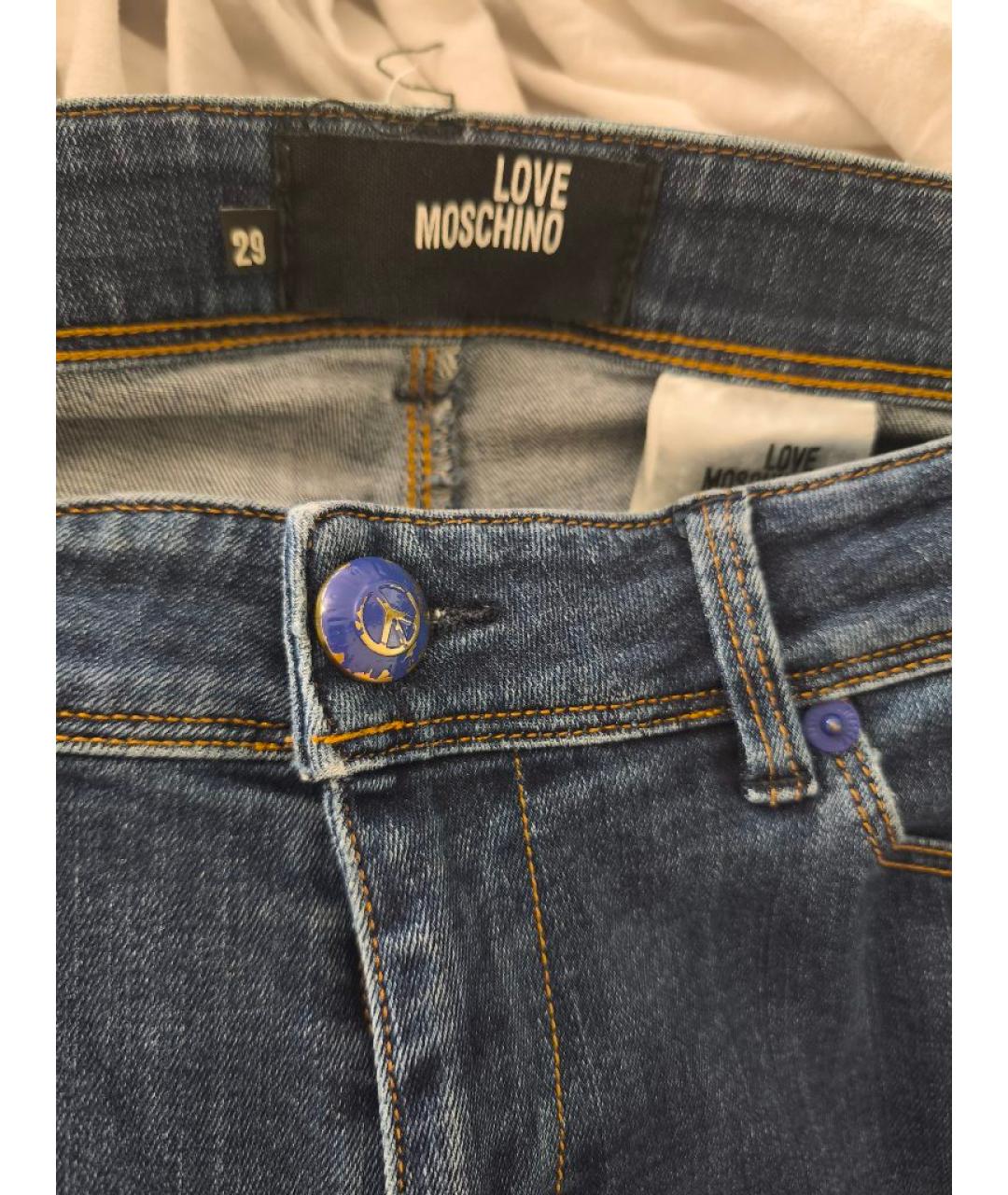 LOVE MOSCHINO Темно-синие хлопковые джинсы слим, фото 3