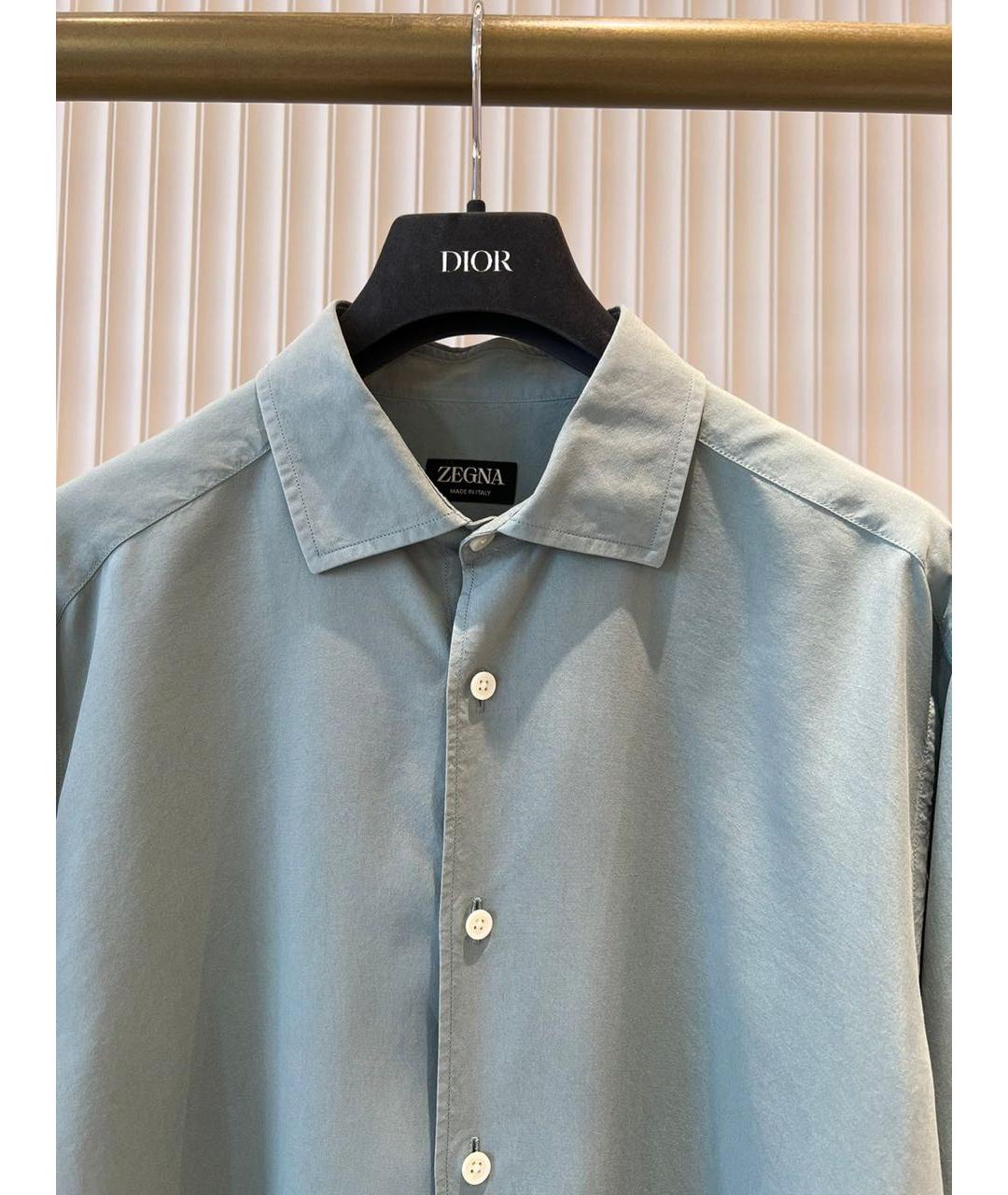 ZEGNA Голубая шелковая кэжуал рубашка, фото 3